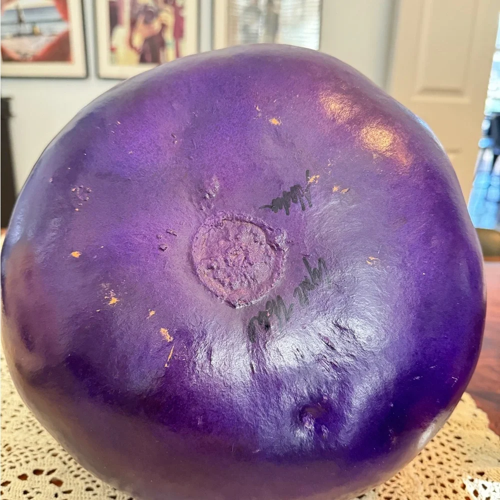 Handmade Gourd Art Bowl/Vase Purple Black Tabletop Decor